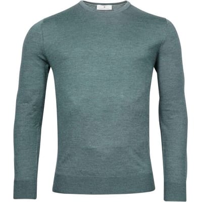 Thomas Maine Trui Ronde Hals Single Knit Merino Wool Petrol Green / male