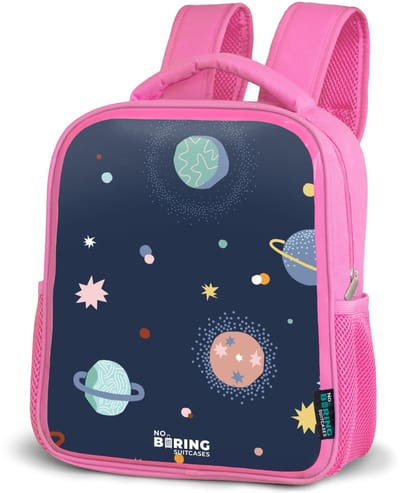 NoBoringSuitcases.com® - Rugzak roze - Schooltas meisjes - Patroon van planeten - Kinder rugtas meisje - Boekentas kind - Kinderrugzak voor school - Schoolrugzak