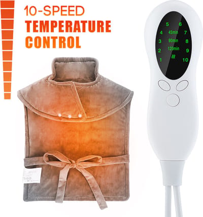 Pro Care Excellent Quality® Electrische Flannel Heating Bodywarmer - Dames - Flanellen Shawl - Deken - LED Afstand bediening 45-90-120min, 10 Speed Temperatuur Control - Rapid Heating - Automatic Constant Temperatuur - 87cm bij 60cm - Kleur Grijs