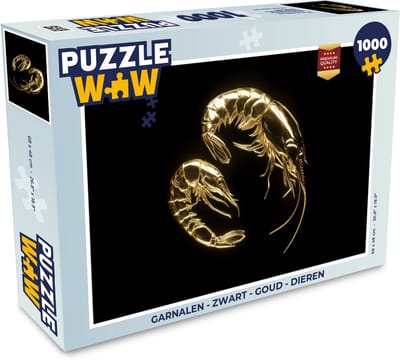 Puzzel Garnalen - Zwart - Goud - Dieren - Legpuzzel - Puzzel 1000 stukjes volwassenen