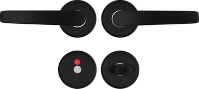 AXA Binnendeurbeslag set (Curve Klik) Zwart geslepen: Kruk (model Curve) op rozet voor toilet/badkamer