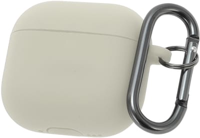 Dailygoods- Beschermhoes Schokbestendig - Zachte Siliconen Hoes - Karabijnhaak - Nauw Aansluitend - Bescherming tegen Krassen - Beige - Airpods Hoes