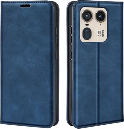 MobyDefend Hoesje - Geschikt voor Motorola Edge 50 Ultra - Luxe Wallet Bookcase (Magnetische Sluiting) - Blauw
