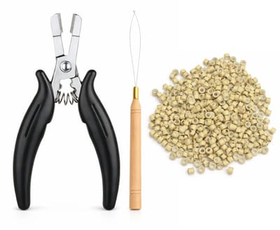 Guardian Beauty Microringen met Siliconen - 1,000 stuks - Beige - Inclusief Tang + Loop Tool - Voor Haar Extensions