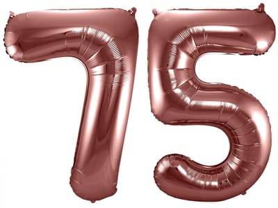 Folat Verjaardag Leeftijd folieballonnen - 75 jaar - rose goud - 86 cm - cijferballon groot