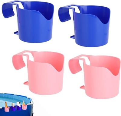Set van 4 Drijvende Drinkhouders voor het Zwembad, Ideaal voor Flessen, Mobiele Telefoons en Zonnebrillen, Geschikt voor Cocktails en Bier, Blauwe en Roze Kleuren