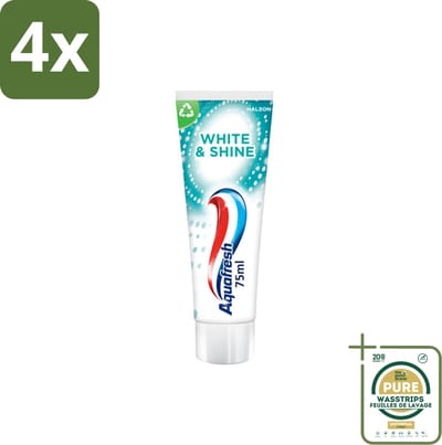 Aquafresh White & Shine - Whitening Tandpasta - 75 ml - Voordeelverpakking - 4 stuks - Glans - Vlekken