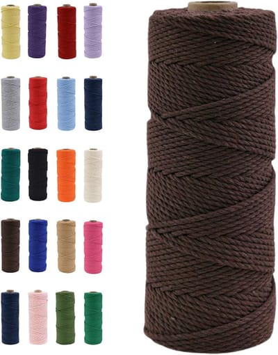 Natuurlijke Katoenen Macrame Touw van 100m, Bruin Handwerkkoord voor DIY Creaties, Macrame Kunst en Cadeauverpakkingen