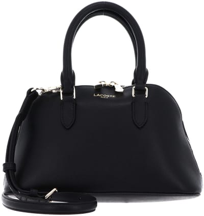 LACOSTE Leren handtas schoudertas Champs-Élysées Top Handle Bag Noir zwart