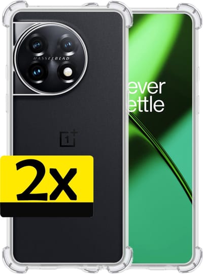 Hoesje - 2 Stuks - Geschikt voor OnePlus 11 - Sterk & Shockproof - Siliconen Case - Back Cover - Telefoon Hoes Shock Proof - Telefoonhoesjes - Transparant