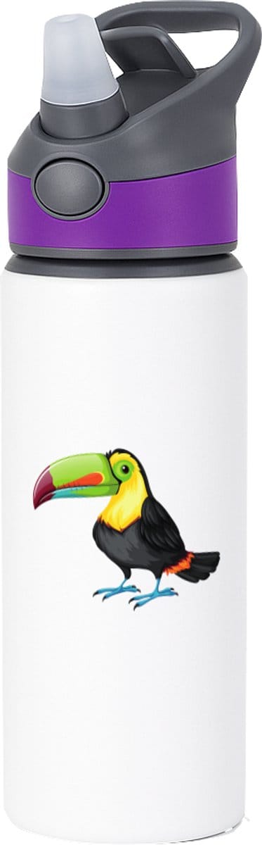 Hacebo® - Toecan waterfles met rietje paars - Vogels - Dieren liefhebbers - Jungle - dieren - dierendag - water fles - 650ML