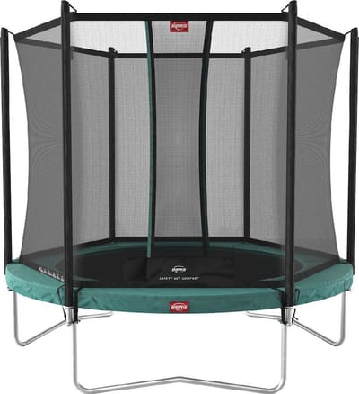 BERG Favorit Regular 330 Trampoline Op Poten - Safety Net Comfort - AirFlow Springdoek - Groen