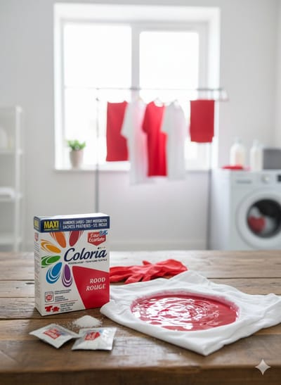 Eau Écarlate Coloria Textielverf Rood – Maxi Formaat – Kledingverf voor Wasmachine & Handwas – Herstelt en Verfrist Kledingkleuren