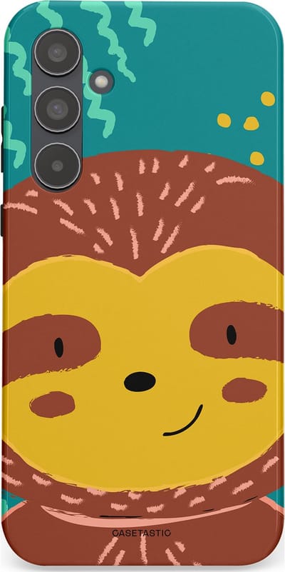 Casetastic hoesje geschikt voor Samsung Galaxy A55 - Dubbellaagse bescherming - Vrolijke luiaard - Fashion Case - Terracotta Petrol Goud