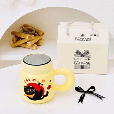 Koppel Waterbeker met Deksel voor Kat Schattige Cartoon Cadeau Keramische Beker Hoge Uitstraling Hoge Temperatuurbestendigheid Mok Souvenir 420ML