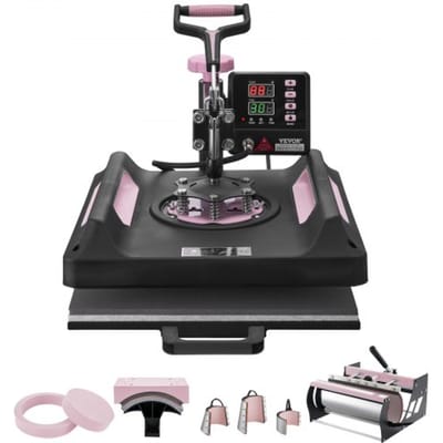 VEVOR Heat Press, 8-in-1 warmteoverdrachtsmachine met 887 ml tumblerpers, 360° wegdraaibare digitale T-shirtpersmachine, 38 x 38 cm, tefloncoating, voor T-shirts/mokken/hoeden/borden