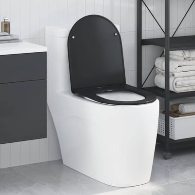 vidaXL - Toiletbril - Zwart - 47 - x - 36 - x - 3,4 - cm - Duroplast