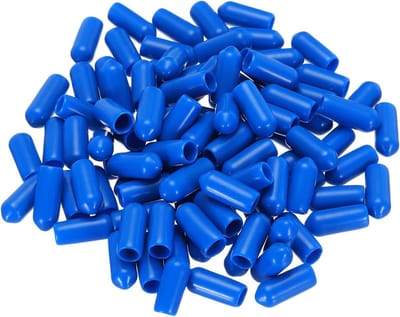 50 Stuks Rubber Einddoppen 5.5mm Bescherming voor Draad van Ronde Buizen PVC Vinyl Blauw
