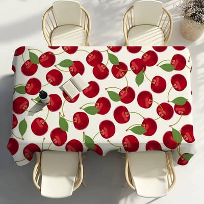 Kersen Fruit Roze Tafelkleed Feestdecoratie Eetkamer Huis Keuken Terrassen Waterdicht Vlekbestendig Tafelkleed 100x140cm