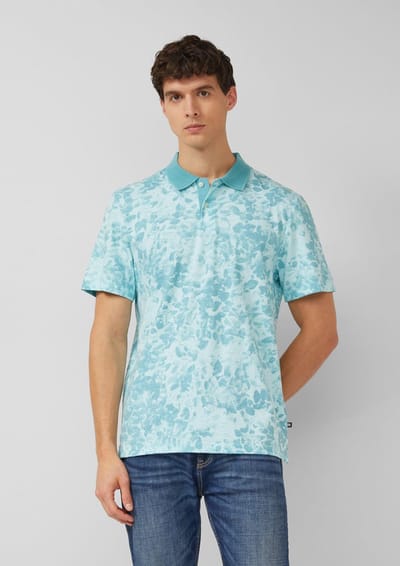 s.Oliver - male - Poloshirt met all-over print en vlamgarenstructuur