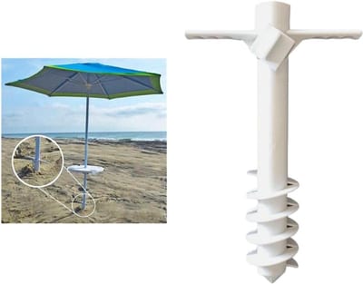 Parasol Zandanker - Strandhouder Stabilisator - Strand Zomer - Vijfhoekig Ontwerp - 32 cm - Wit