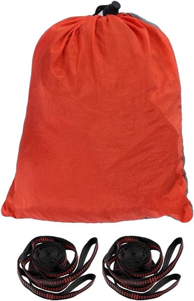 Camping Hangmat - Reis Hangmat Dubbel - Ontspannen Buiten - 200kg Draagkracht - 275 x 140 cm - Grijs Oranje