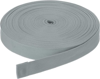 Nylon Singelband - Poly Platte Band - Doe-het-zelf Projecten - Sterk Slijtvast Materiaal - 25 Meter x 25 mm - Zilvergrijs