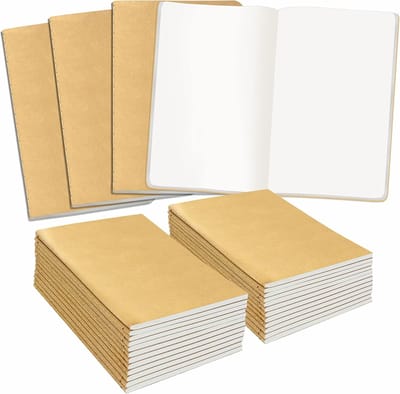 Zakje van 48 / A6 - blanco notitieboek met kraftkaft, notitieboek voor kantoor, thuis, school of bedrijf (48 pagina's / 24 vellen, 10 x 14,5 cm)