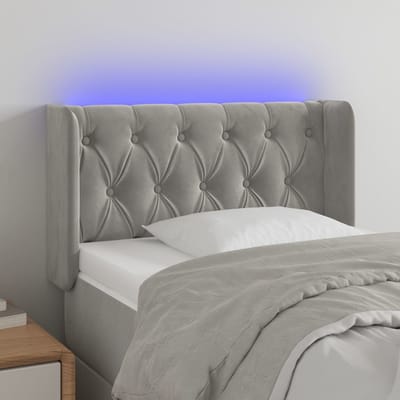 vidaXL - Hoofdbord - LED - 83x16x78/88 - cm - fluweel - lichtgrijs
