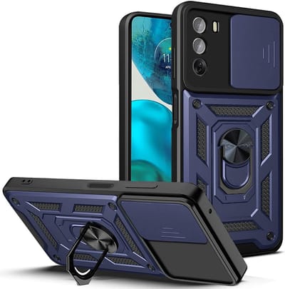 Geschikt voor Oppo Reno 12 Pro - Magnetische Rringstandaard - Schuifcamera - Back Cover Hoesje - Blauw