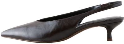 Next - Dames - Pumps met puntige neus, lage kittenhak, hielbandje en extra brede pasvorm - Bruin