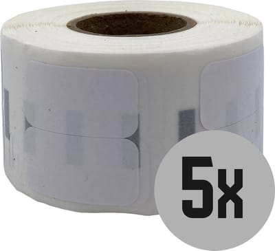 DULA Dymo Compatible labels - Wit - 11353 - S0722530 - Kleine multifunctionele etiketten - 5 rollen - 13 x 25 mm - 1000 labels per rol