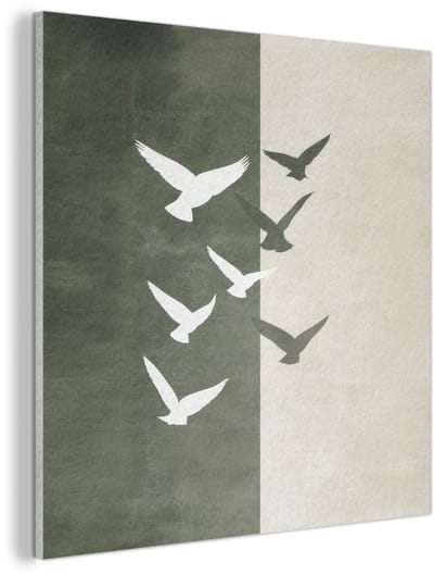 Akoestisch wandpaneel 40x40 cm - Vilt schilderij Japandi - Vogel - Groen - Akoestische panelen - Geluidsdempende wanddecoratie - Geluidsisolatie woonkamer - Muurdecoratie geluidspanelen