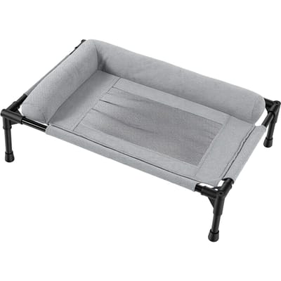 Lit Surélevé Refroidissant pour Chien 25.9x17.7x6.69 po Lit Surélevé Refroidissant pour Chien avec Accoudoirs Pieds Antidérapants et Maille Respirante gray