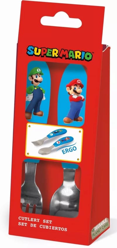 Super Mario Brothers metalen ergonomische bestekset - 2 stuks