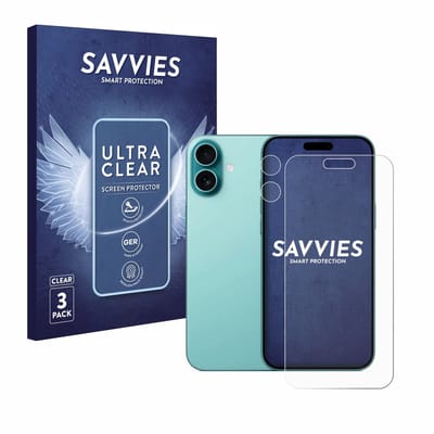Savvies - Screenprotector voor Apple iPhone 16 Plus (Voor+Camera) - Folie Beschermfolie transparant 6 Stuks