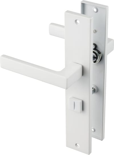 Ostiumhome® - Deurbeslag- Deurklink op schild met WC Slot 64 mm- Wit - Lorto