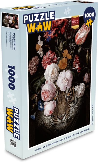 Puzzel Bloemen - Jan Davidsz de Heem - Tijger - Schilderij - Stilleven - Oude meesters - Legpuzzel - Puzzel 1000 stukjes volwassenen