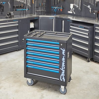 Datona® Gevulde gereedschapswagen 7 lades - 5 lades gevuld + 171-delige set en LED-logo