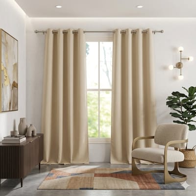 Maison Elara Woonkamer Gordijn – 2 Panelen 140x245 cm, Biscotti Beige – Thermische Isolatie & Verduisterend, Met Oogjes
