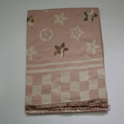 Bijoutheek Sjaal (Fashion) Bloemen patroon geblokt (190cm x 65cm) Roze