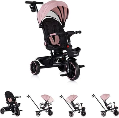 Driewieler - Kinderfiets - Buiten spelen - Zitting 360 graden draaibaar - 116 x 50 x 95 cm - Roze zwart
