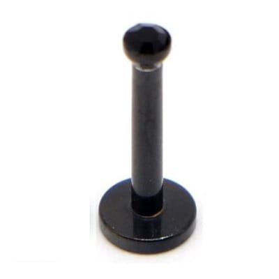 Zwart Met Steen - Tragus / Helix / Labret Piercing