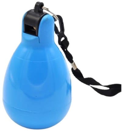 Sportec Handfluit met koord - blauw - knijpfluit