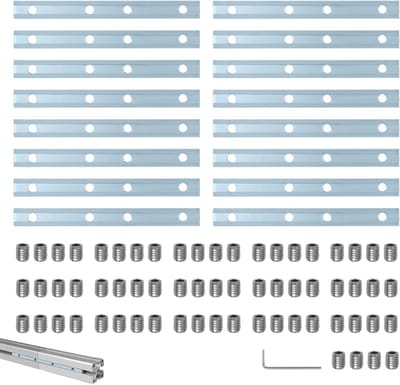 16-delige set rechte lijnconnectoren voor aluminium profielen, T-groef plaat houders met schroeven M5 x 6, ideaal voor constructie en meubelbouw, zilver