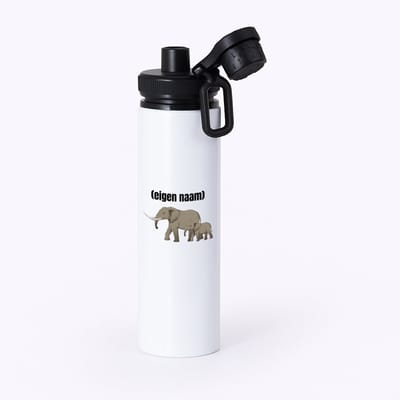 Hacebo® - olifant en kleine met eigen naam waterfles met draaidop zwart - Olifant - dieren liefhebber - iemand die houdt van olifanten - verjaardag - cadeau - kado - geschenk - water fles - 850ML