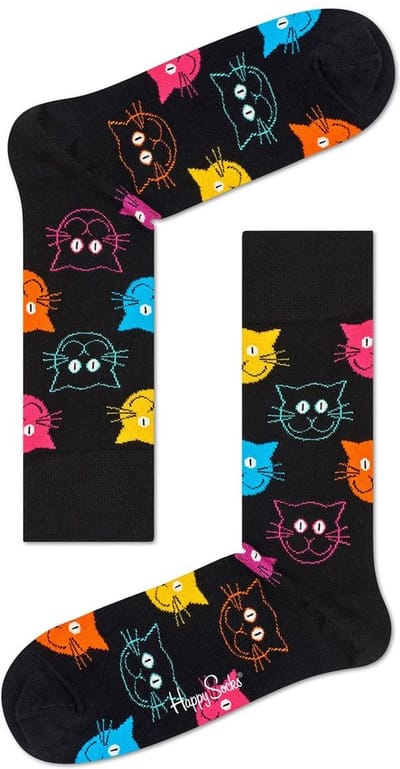 Happy Socks Cat Heren Sokken Zwart - Maat 47-51