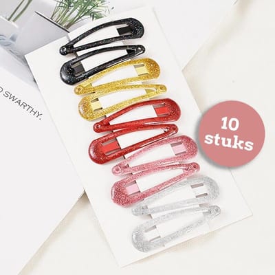 10 Haarspeldjes meisje - Gratis verzenden - Roze Zilver Rood Geel Zwart - Glitter - Haaraccessoire - 10 stuks - Haarclips - Haarklem - Cadeau
