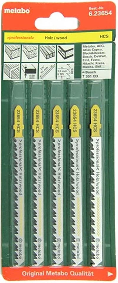 Opbouw Naam Decoupeerzaagbladen universeel metaal gebruiks-L.74mm tand. progressief BiM gefreesd gezet.
