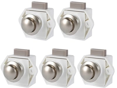 WiseGoods Premium Auto Camping Drukknop - Deurvergrendeling Voor RV Motor Caravan - 5 Stuks In Nikkel - Knoppen - Handgreep Wit
